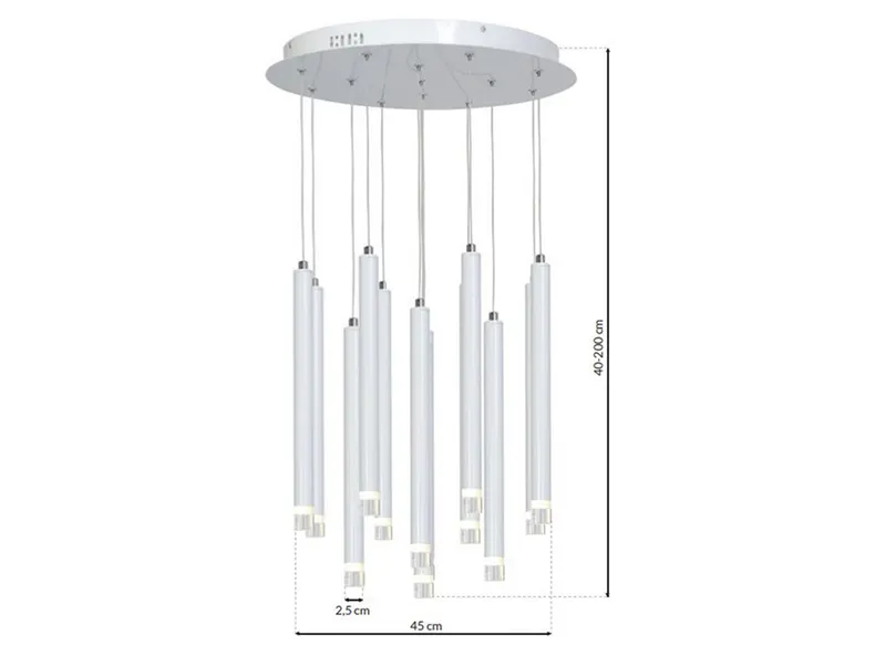 BRW Светодиодный подвесной светильник 12W/840LM/4000K/IP20 белый металл Alba 075493 фото №8