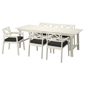 IKEA BONDHOLMEN БОНДХОЛЬМЕН, стіл+3 крісла з підлок+лав, вуличн, білий/бежевий/ярпенський/дувхольменський антрацит 995.496.70 фото