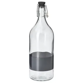 IKEA KORKEN КОРКЕН, пляшка з пробкою, прозоре скло/чорне, 1 l 605.798.80 фото