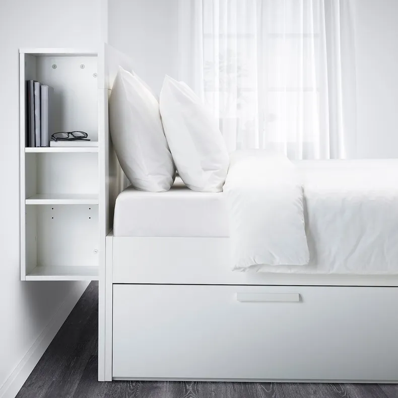 IKEA BRIMNES БРИМНЭС, комплект мебели д / спальни, 3 предм., белый, 180x200 см 694.876.59 фото №3