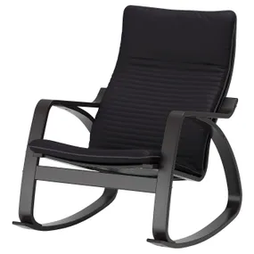 IKEA POÄNG ПОЕНГ, крісло-гойдалка, чорно-коричневий / КНІСА чорний 394.292.32 фото