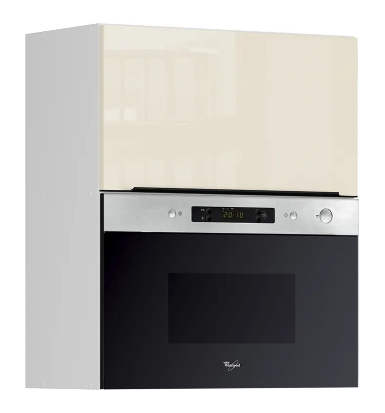 BRW Кухонный верхний шкаф Sole L6 60 см с микроволновой печью магнолия жемчуг, альпийский белый/жемчуг магнолии FM_GMO_60/72_O_MBNA900-BAL/MAPE/IX фото №2