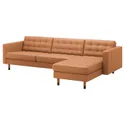 IKEA LANDSKRONA ЛАНДСКРУНА, 4-місний диван із кушеткою, Grann/Bomstad золото/коричневий/дерево/чорний 994.442.20 фото thumb №1