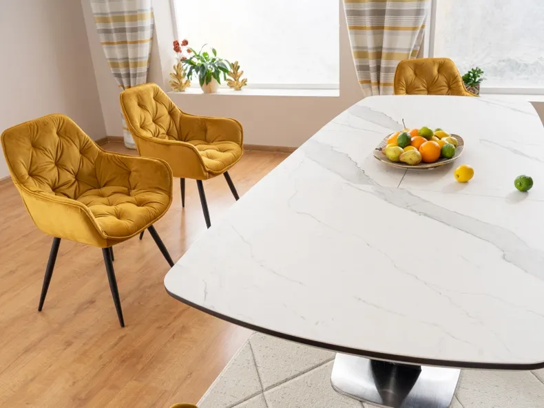 Стол обеденный SIGNAL ARMANI Ceramic, белый / черный, 90x160 фото №5