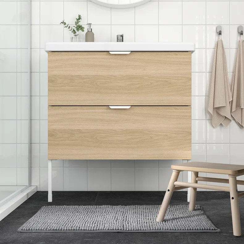 IKEA TOFTBO ТОФТБО, килимок для ванної кімнати, сіро-білий меланж, 50x80 см фото №2