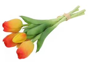 BRW Букет тюльпанов 28 см 5 шт прорезиненные желто-красные 090933 фото