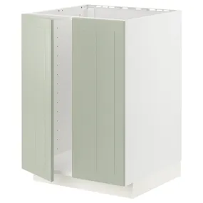 IKEA METOD МЕТОД, підлогова шафа для мийки+2 дверцят, білий / Стенсунд світло-зелений, 60x60 см 394.864.92 фото