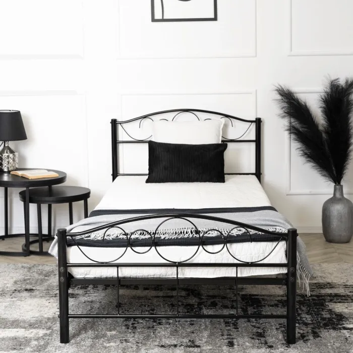Кровать односпальная металлическая MEBEL ELITE GRIFFIN, 90x200 см, Черный фото №3