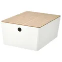 IKEA KUGGIS КУГГИС, контейнер с крышкой, белый / бамбук, 26x35x15 см 395.612.88 фото thumb №1