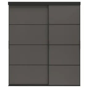 IKEA SKYTTA СКЮТТА / MEHAMN МЕХАМН, дверь раздвижная, комбинация, черный / 2стр темно-серый, 177x205 см 694.995.82 фото