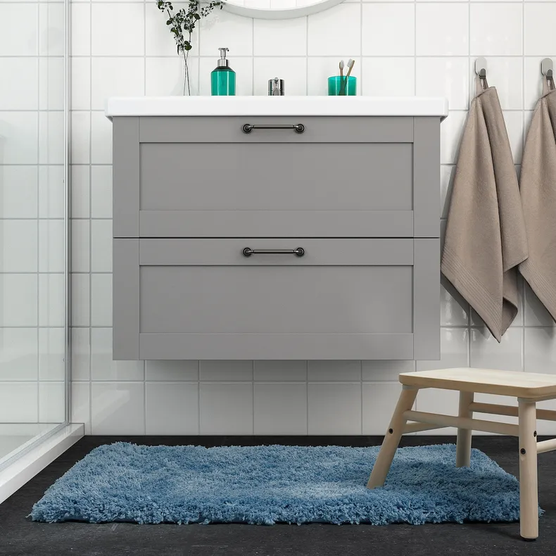 IKEA ALMTJÄRN АЛЬМТЬЄРН, килимок для ванної кімнати, синій, 60x90 см 205.451.99 фото №4