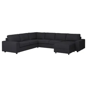 IKEA VIMLE ВІМЛЕ, кутовий диван, 5-місний з кушеткою, з широкими підлокітниками/Холдований антрацит 994.366.92 фото