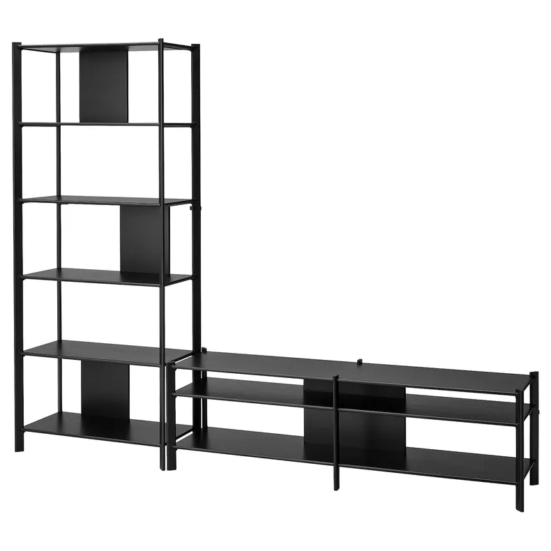 IKEA JÄTTESTA ЭТТЕСТА, шкаф для ТВ, комбинация, черный, 240x40x195 см 494.948.25 фото №1