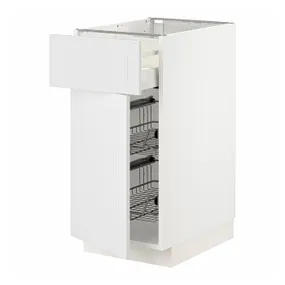 IKEA METOD МЕТОД / MAXIMERA МАКСІМЕРА, підлог шафа з дрот кошик / шухл / дверц, білий / стенсундський білий, 40x60 см 594.612.83 фото