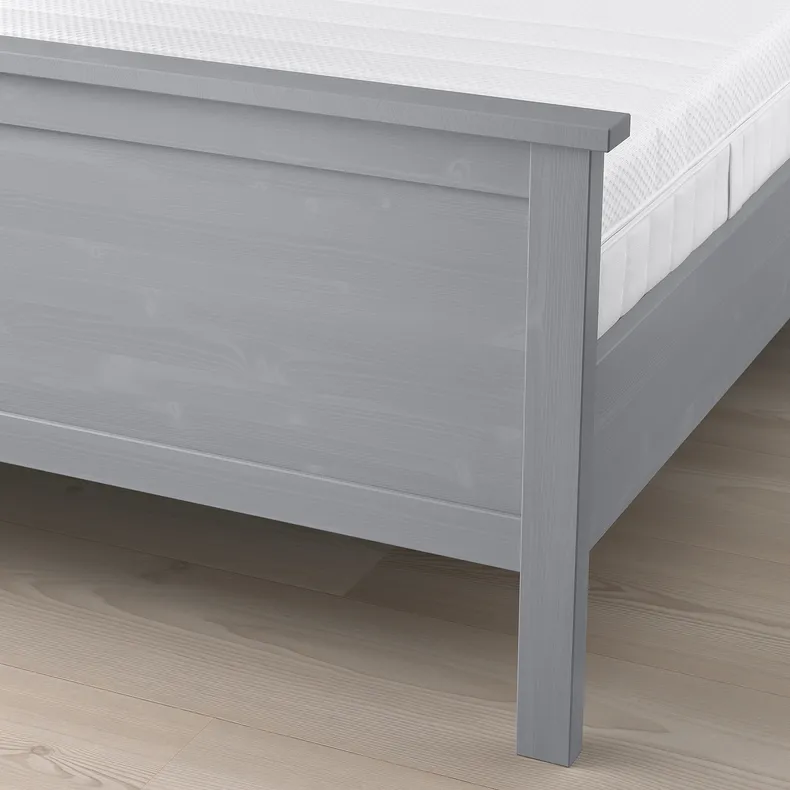 IKEA HEMNES ХЕМНЭС, каркас кровати с матрасом, окрашенный серый / Окреамн средней жесткости, 160x200 см 695.432.50 фото №2