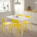 IKEA MELLTORP МЕЛЬТОРП / JANINGE ЯН-ИНГЕ, стол и 4 стула, белый / желтый, 125 см 391.614.88 фото thumb №3
