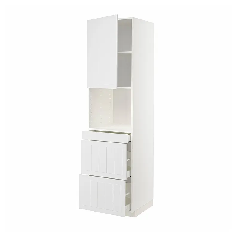 IKEA METOD МЕТОД / MAXIMERA МАКСИМЕРА, высокий шкаф д / СВЧ / дверца / 3ящика, белый / Стенсунд белый, 60x60x220 см 194.633.83 фото №1