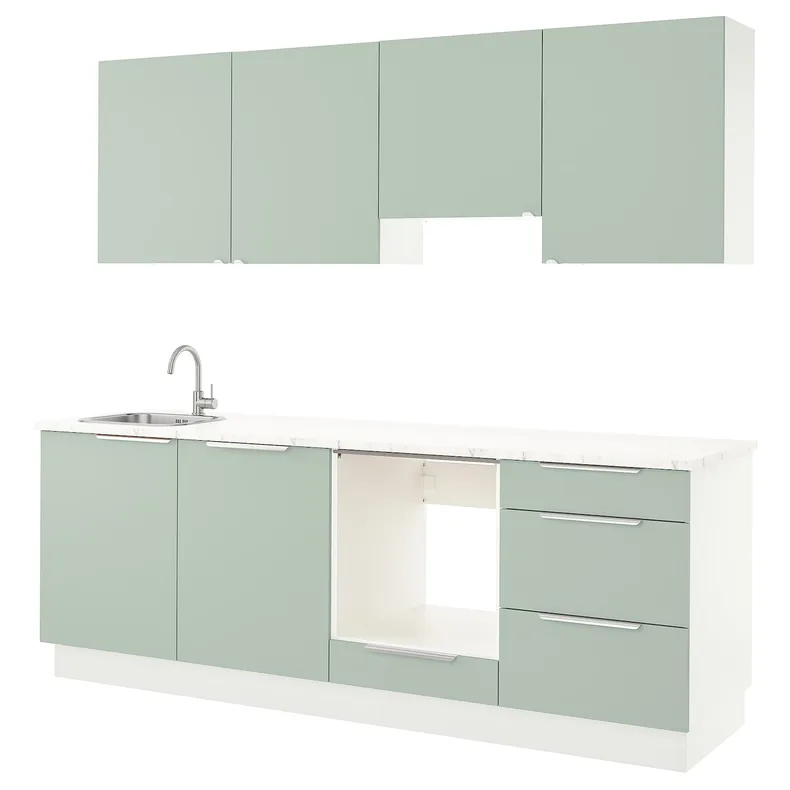 IKEA ENHET ЕНХЕТ, кухня, блідо-сіро-зелений, 243x63.5x222 см 094.992.12 фото №1