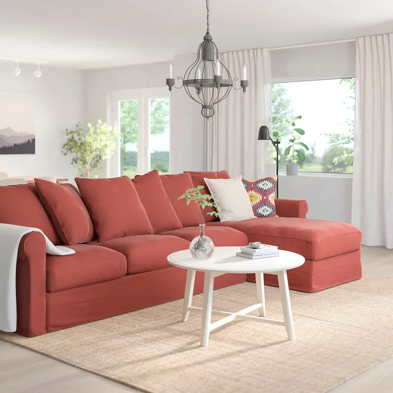 IKEA GRÖNLID ГРЁНЛИД, 4-местный диван с козеткой, Люнген ярко-красный 694.089.78 фото №2