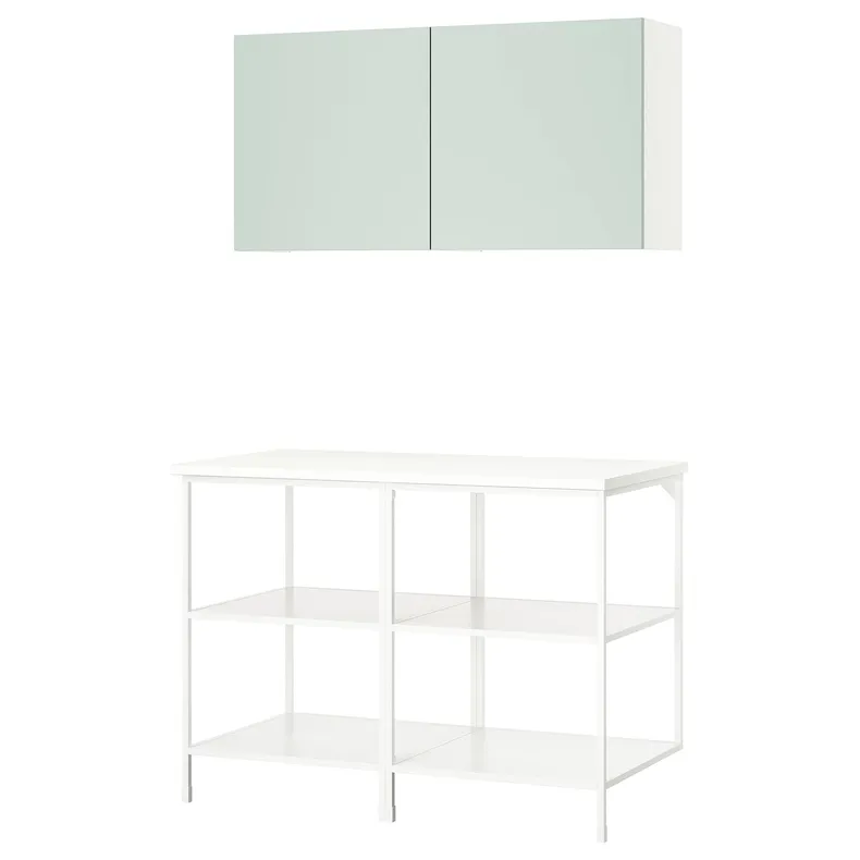 IKEA ENHET ЕНХЕТ, шафа, білий/блідо-сіро-зелений, 123x63.5x207 см 595.481.11 фото №1