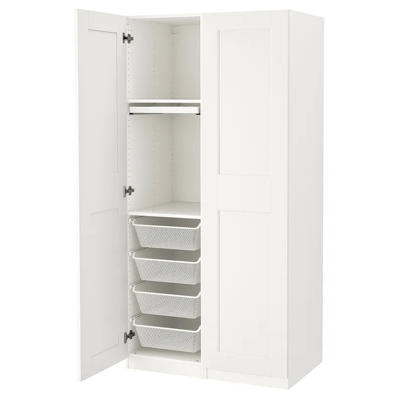 IKEA PAX ПАКС / GRIMO ГРІМО, гардероб, комбінація, білий/білий, 100x60x201 см 094.780.97 фото №1