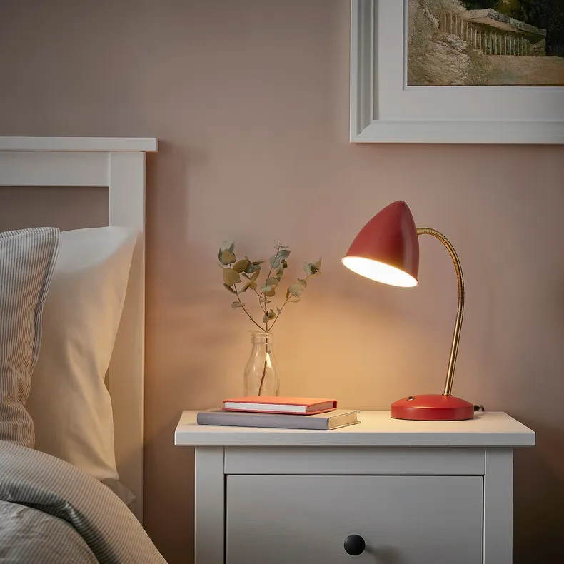 IKEA ISNÅLEN ИСНОЛЕН, рабочая лампа, светодиодная, красный / латунный цвет 805.200.11 фото №3