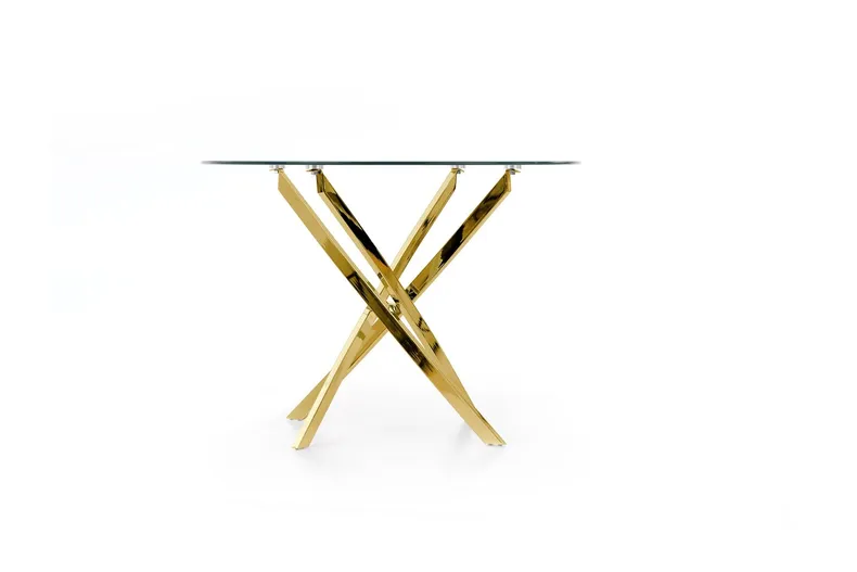 Кухонний стіл HALMAR RAYMOND, 100x100 см стільниця - прозора, ніжки - золото фото №7