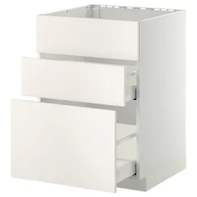 IKEA METOD МЕТОД / MAXIMERA МАКСІМЕРА, підлог шафа д / мийки+3 фр пан / 2 шух, білий / ВЕДДІНГЕ білий, 60x60 см 890.279.87 фото