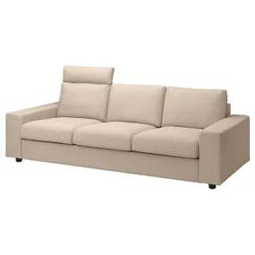 IKEA VIMLE ВІМЛЕ, 3-місний диван, з узголів'ям з широкими підлокітниками / ХАЛЛАРП бежевий 594.014.25 фото