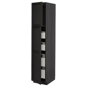 IKEA METOD МЕТОД / MAXIMERA МАКСИМЕРА, высокий шкаф / 2дверцы / 4ящика, черный / Лерхиттан с черными пятнами, 40x60x200 см 194.620.91 фото