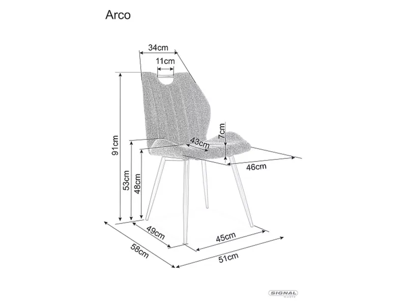 Стілець кухонний SIGNAL ARCO Brego 18, тканина: темно-сірий, матовий чорний фото №3