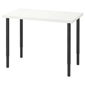 IKEA LINNMON ЛІННМОН / OLOV ОЛОВ, письмовий стіл, білий / чорний, 100x60 см 794.161.95 фото