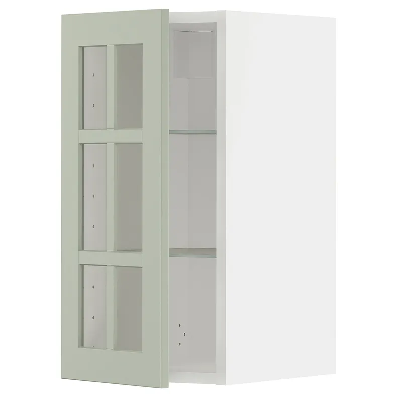 IKEA METOD МЕТОД, навісна шафа,полиці / скляні дверцята, білий / Стенсунд світло-зелений, 30x60 см 294.869.87 фото №1