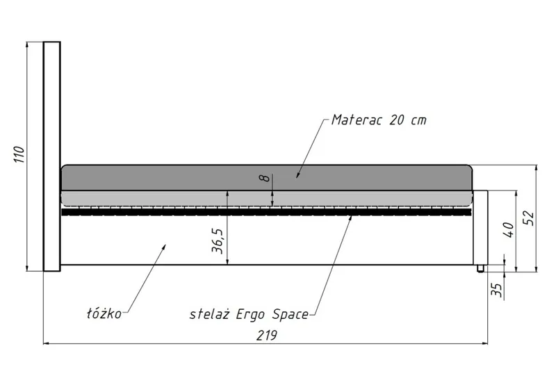 BRW Allos, ліжко 180, сонячний 99 чорний LO-ALLOS-180X200-G3_B1DBFE фото №2