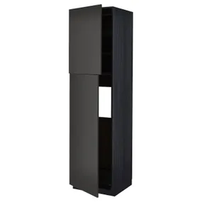 IKEA METOD МЕТОД, высокий шкаф д / холодильника / 2дверцы, черный / никебо матовый антрацит, 60x60x220 см 194.974.63 фото