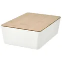 IKEA KUGGIS КУГГІС, коробка з кришкою, білий/бамбук, 18x26x8 см 795.612.86 фото thumb №1