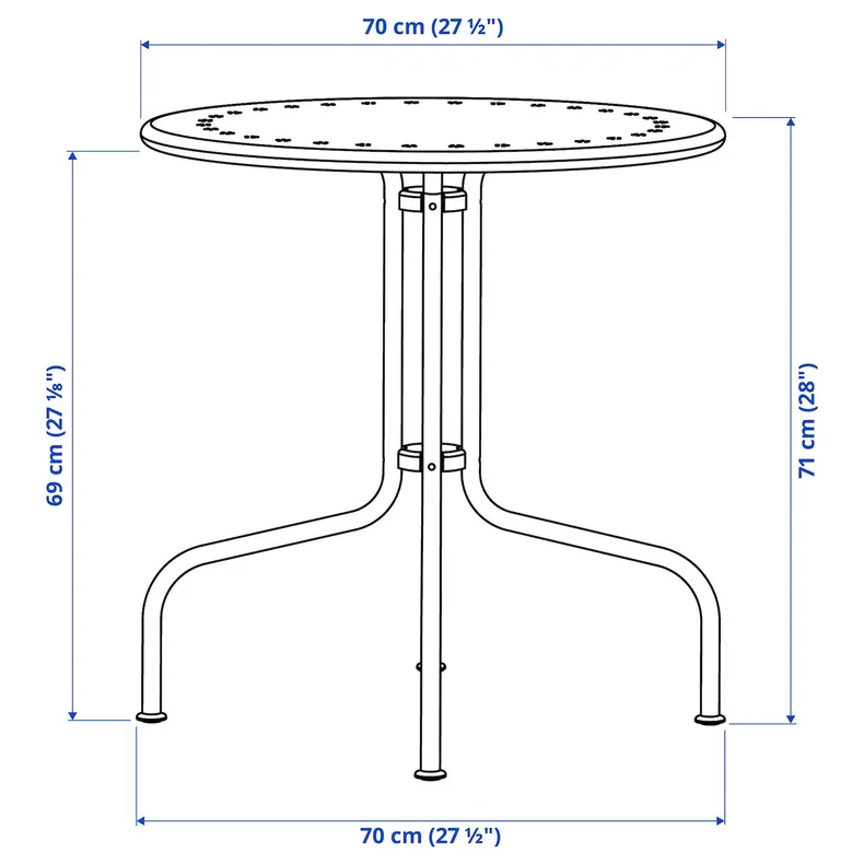 IKEA LÄCKÖ, стол+2 стула, на открытом воздухе, серый/ темно-синий Клёсан, 70 см 795.762.02 фото №4