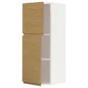 IKEA METOD МЕТОД, навесной шкаф с полками / 2дверцы, белый / Воксторп имит. дуб, 40x100 см 495.380.61 фото thumb №1