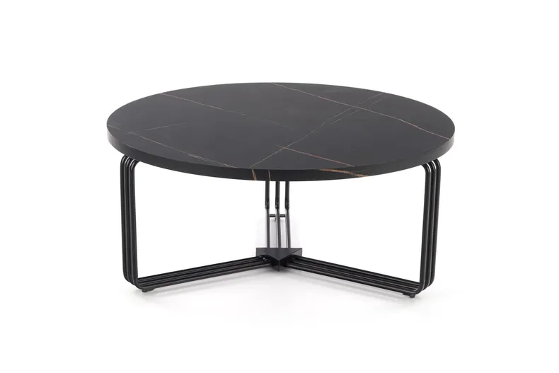 Журнальний стіл круглий HALMAR ANTICA 80x80 см, стільниця - чорний мармур, каркас - чорний фото №6