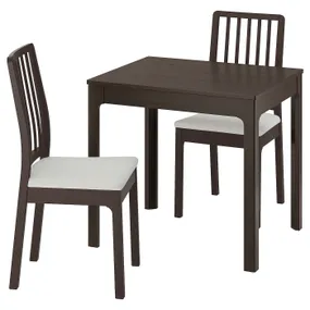 IKEA EKEDALEN ЕКЕДАЛЕН / EKEDALEN ЕКЕДАЛЕН, стіл+2 стільці, темно-коричневий/Hakebo Хакебу бежевий темно-коричневий, 80/120 см 595.713.85 фото