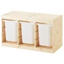 IKEA TROFAST ТРУФАСТ, комбинация д / хранения+контейнеры, Светлая сосна, окрашенная в белый / белый цвет, 93x44x52 см 091.025.32 фото thumb №1