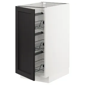IKEA METOD МЕТОД, напольный шкаф / проволочные корзины, белый / Лерхиттан с черными пятнами, 40x60 см 394.589.55 фото