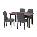 IKEA STRANDTORP СТРАНДТОРП / BERGMUND БЕРГМУНД, стіл+4 стільці, коричневий / Gunnared середньо-сірий, 150 / 205 / 260 см 794.410.53 фото thumb №1