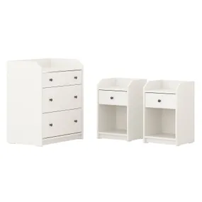 IKEA HAUGA ХАУГА, меблі д / спальні, компл із 3 предм, білий 594.833.84 фото