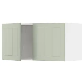 IKEA METOD МЕТОД, навесной шкаф с 2 дверцами, белый / светло-зеленый, 80x40 см 194.862.52 фото