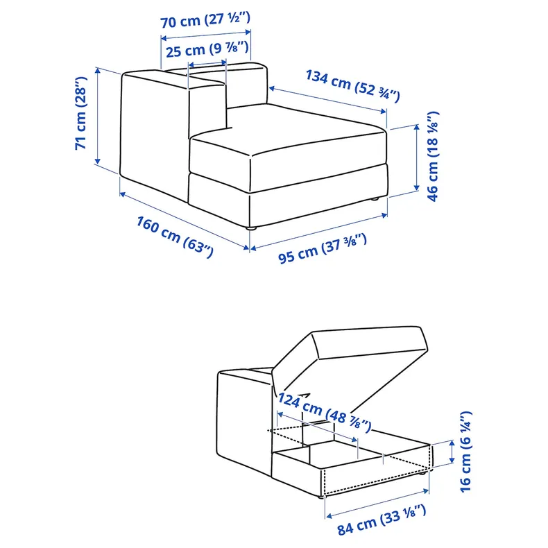 IKEA JÄTTEBO ЭТТЕБО, модульная козетка, левая, с подлокотником / Самсала серый / бежевый 094.715.00 фото №8