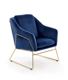 Крісло м'яке HALMAR SOFT 3 золотий каркас, темно-синій (1шт=1шт) фото