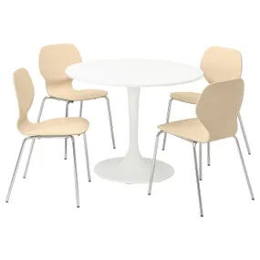 IKEA DOCKSTA ДОКСТА / SIGTRYGG СИГТРЮГГ, стол и 4 стула, белая / хромированная береза, 103 см 794.816.33 фото