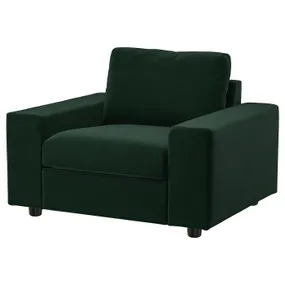 IKEA VIMLE ВІМЛЕ, крісло, з широкими підлокітниками Djuparp/темно-зелений 094.768.71 фото