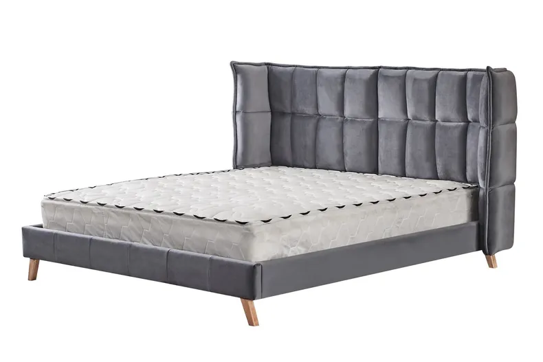 Ліжко двоспальне HALMAR SCANDINO 160x200 см, сіре фото №1